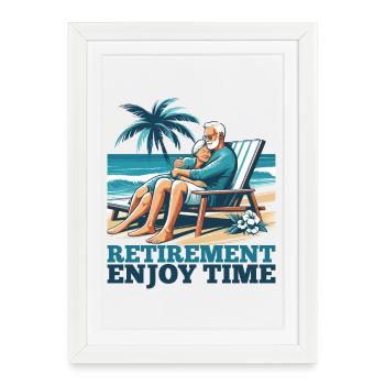Retraite Retraite Temps Profiter Cadeau - Affiche encadrée (27 × 37 cm) - blanc - Devant