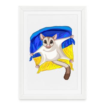 Mignon planeur à sucre avec drapeau ukrainien - Affiche encadrée (27 × 37 cm) - blanc - Devant