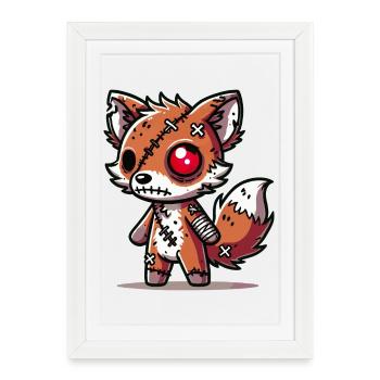 Renard zombie effrayant pour s’amuser à Halloween - Affiche encadrée (27 × 37 cm) - blanc - Devant