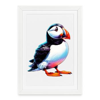 Puffin - Framed poster (27 × 37 cm) - white - Front