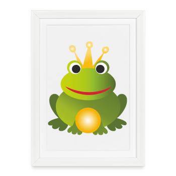 Froschkönig - mit Krone und goldene Kugel - Prinz - Gerahmtes Poster (27 × 37 cm) - Weiß - Vorne