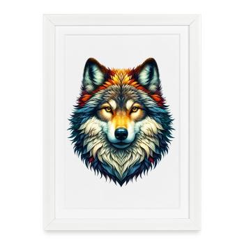 Loup - Affiche encadrée (27 × 37 cm) - blanc - Devant