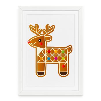 Renne en pain d’épice pour Noël - Affiche encadrée (27 × 37 cm) - blanc - Devant