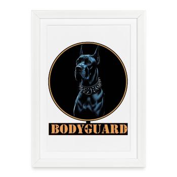 Great Dane with spiked chain - Framed poster (27 × 37 cm) - white - Front