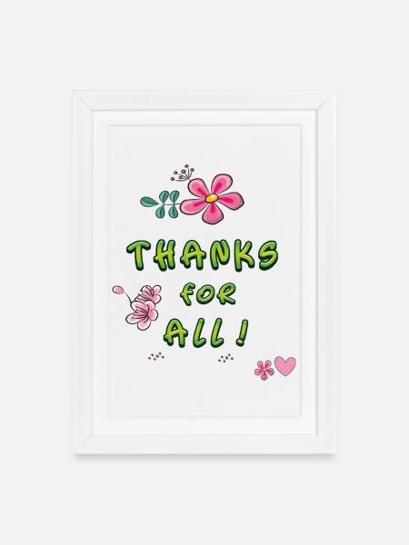 thanks for all, Danke - Gerahmtes Poster (27 × 37 cm) - Weiß