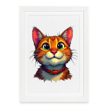 Chat mignon - Affiche encadrée (27 × 37 cm) - blanc - Devant