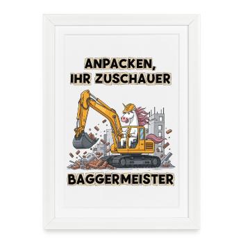 Maître excavatrice licorne - Affiche encadrée (27 × 37 cm) - blanc - Devant
