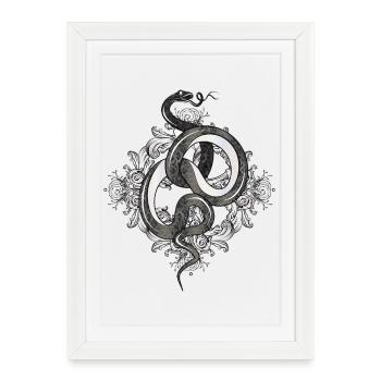 Ornement de serpent mystique – Élégant et puissant - Affiche encadrée (27 × 37 cm) - blanc - Devant