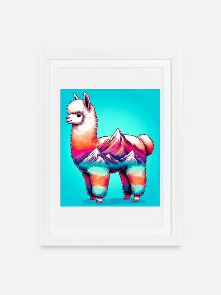 Alpaka - Gerahmtes Poster (27 × 37 cm) - Weiß