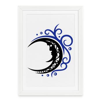 Mystical moon in tribal style - Framed poster (27 × 37 cm) - white - Front