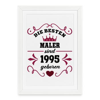 1995 Peintre Anniversaire Collègue Collègue de travail - Affiche encadrée (27 × 37 cm) - blanc - Devant