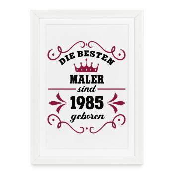 Peintre Anniversaire Né en 1985 Peintre Collègues - Affiche encadrée (27 × 37 cm) - blanc - Devant