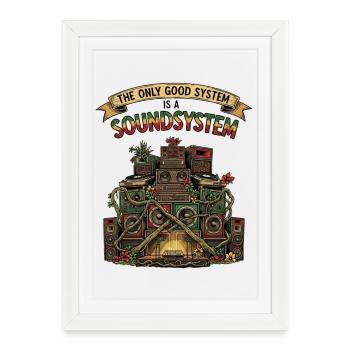Système de sonorisation Collage Dub Reggae - Affiche encadrée (27 × 37 cm) - blanc - Devant