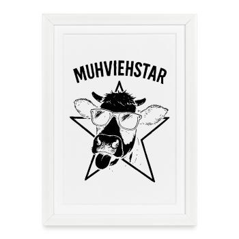 Muhviehstar Funny Cow Pun Farm Animals - Framed poster (27 × 37 cm) - white - Front