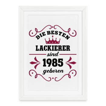 Peintre Anniversaire 1985 Vintage Peintre Né - Affiche encadrée (27 × 37 cm) - blanc - Devant
