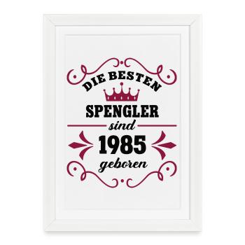 Spenglerin Anniversaire Vintage 1985 Spengler Geb - Affiche encadrée (27 × 37 cm) - blanc - Devant