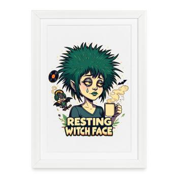 visage de sorcière au repos - Affiche encadrée (27 × 37 cm) - blanc - Devant