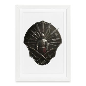 Crusader Shield Circle with Weapons - Framed poster (27 × 37 cm) - white - Front