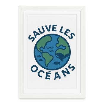 Saves the Globe Marine Oceans - Framed poster (27 × 37 cm) - white - Front