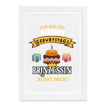 Anniversaire Airsoft Joueur Entraîneur Geb Cake - Affiche encadrée (27 × 37 cm) - blanc - Devant