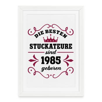 Plâtrier né 1985 Millésime 85 Anniversaire - Affiche encadrée (27 × 37 cm) - blanc - Devant