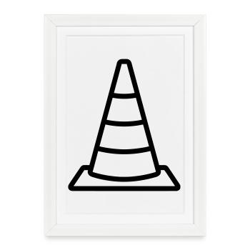 cône de signalisation - Affiche encadrée (27 × 37 cm) - blanc - Devant