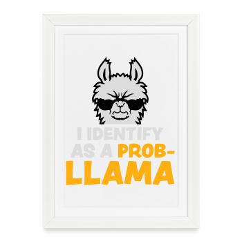 I Identify As A Probllama Cool Lama Problem Spruch - Framed poster (27 × 37 cm) - white - Front