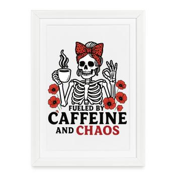 Mutter Koffein Mutter Skelett Kaffee - Gerahmtes Poster (27 × 37 cm) - Weiß - Vorne