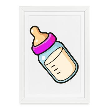 Baby Bottle Cartoon - Framed poster (27 × 37 cm) - white - Front
