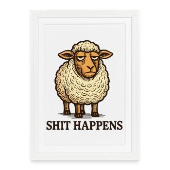 Mouton fatigué qui dit la chemise - Affiche encadrée (27 × 37 cm) - blanc - Devant