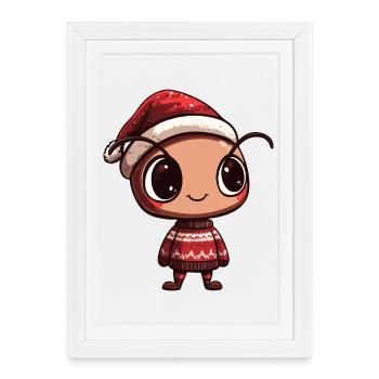 Noël des fourmis - Affiche encadrée (27 × 37 cm) - blanc - Devant