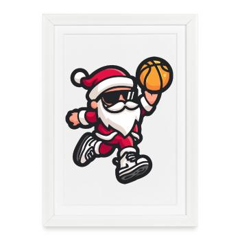 Cool Basketball Santa Christmas - Framed poster (27 × 37 cm) - white - Front