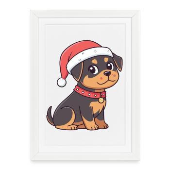 Chiot Noël Cartoon - Affiche encadrée (27 × 37 cm) - blanc - Devant