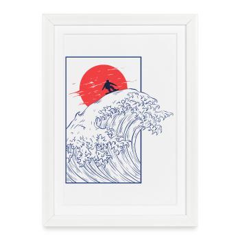 Snowboard, japonais vintage - Affiche encadrée (27 × 37 cm) - blanc - Devant