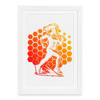 Iconic running motif - Framed poster (27 × 37 cm) - white - Front