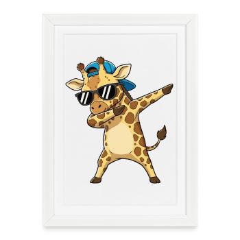 Art de dessin animé Girafe à Cool Dapping - Affiche encadrée (27 × 37 cm) - blanc - Devant
