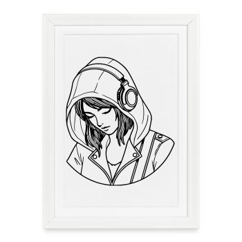 Woman Love Music - Framed poster (27 × 37 cm) - white - Front