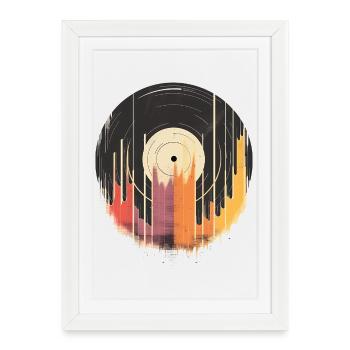 Design vinyle abstrait Musique colorée - Affiche encadrée (27 × 37 cm) - blanc - Devant