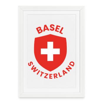 Basel shield Swiss cross - Framed poster (27 × 37 cm) - white - Front