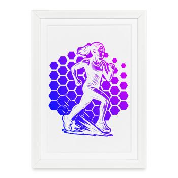 Modern Running Artwork - Framed poster (27 × 37 cm) - white - Front