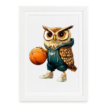 Basketball Owls - Framed poster (27 × 37 cm) - white - Front