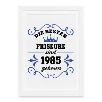 Coiffeur Anniversaire Vintage 1985 Collègue Coiffeur - Affiche encadrée (27 × 37 cm) - blanc - Devant