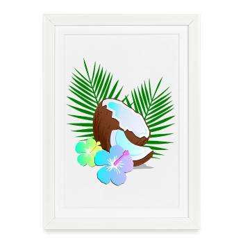Coconut Island Tropics Hibiscus - Framed poster (27 × 37 cm) - white - Front