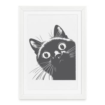 Black cat - Framed poster (27 × 37 cm) - white - Front