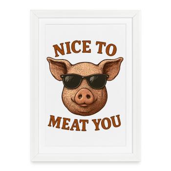 Cochon avec des lunettes de soleil Sympa de te dévorer - Affiche encadrée (27 × 37 cm) - blanc - Devant