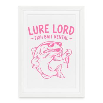 Lure Lord, T-shirt Drôle de Pêcheur, Sweat à capuche, Chaussettes - Affiche encadrée (27 × 37 cm) - blanc - Devant