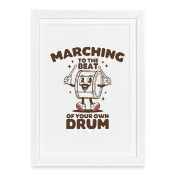 Funny Retro Vintage Women Drummer Marching Drummin - Framed poster (27 × 37 cm) - white - Front