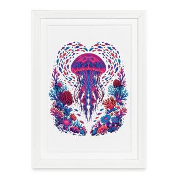 Retro Jellyfish Aesthetic Ocean - Framed poster (27 × 37 cm) - white - Front