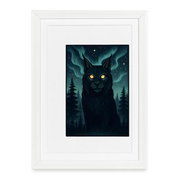 Northern lights in the forest - Framed poster (27 × 37 cm) - white - Front