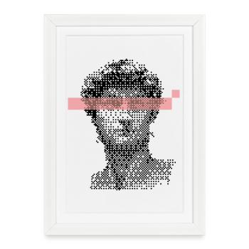 Digital David Michelangelo Pixel design - Framed poster (27 × 37 cm) - white - Front